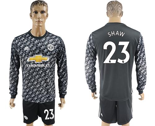 Manchester United #23 Shaw Black Long Sleeves Soccer Club Jersey